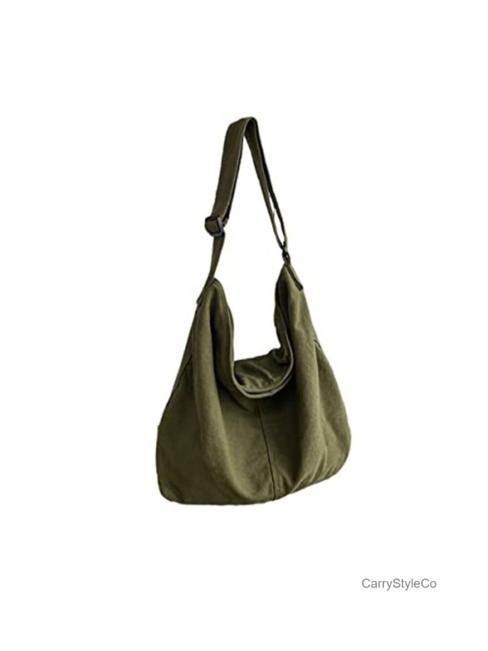 Canvas Tote Bag Large Capacity Zip Shoulder Crossbody Adjustable Strap Casual